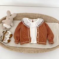 Suéter de Punto para Bebé al por Mayor, Diseño de Diamantes con Pompones, 100% Algodón, Conjuntos Clásicos para Niños, Personalizado