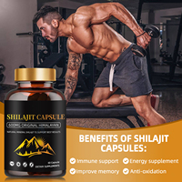 OEM Shilajit 40% Acide Fulvique 500mg 60 Capsules Minéraux Fulviques Mélange de Mousse de Mer Naturelle Capsules Complexe de Suppléments Herbacés