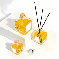Bouteille diffuseur carrée en verre transparent avec bâtonnets en rotin, vide, pour aromathérapie, conteneur de parfum, 200ml 500ml, vente en gros