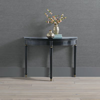 Table de console moderne pour entrée, design incurvé, noire, demi-lune, avec plateau pliable