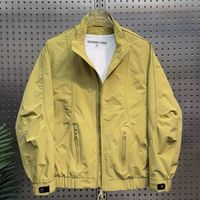 Chaqueta Casual de Cuello Alto en Color Sólido para Hombre, Primavera 2026, Estilo Moderno, Minimalista, Versátil, Estilo Bad Boy, Corte Ajustado