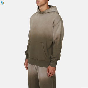 Sudadera con Capucha Verde Oliva Premium para <span class=keywords><strong>Hombre</strong></span>, Estilo Degradado Lavado, Oversize, Holgada, Estilo <span class=keywords><strong>Urbano</strong></span> y Retro - Product Image 5