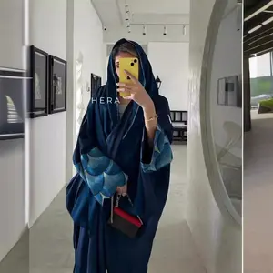 2024 nuevos diseños Primavera Verano moda musulmana mujeres vestido Patchwork Casual túnicas 2 piezas Jilbab Hijab Abaya