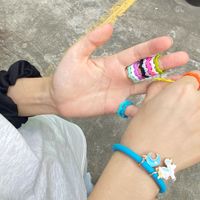 Ensemble de bagues en forme de cœur tricolores, bijoux sur le thème du cœur, cadeau, bague en silicone, accessoire pour la main