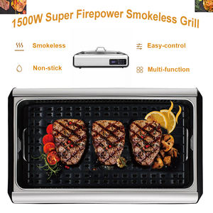 Barbecue électrique intérieur sans fumée 1500W avec plaques à <span class=keywords><strong>raclette</strong></span> antiadhésives pour barbecue - Product Image 4