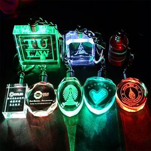 Fancy Customized LOGO Design Crystal <b>Key</b> Chains Handmade Colorful 3D Laser <b>Engraved</b> LED Light Crystal Keychain <b>Key</b> <b>Ring</b> - Product Image 5