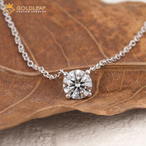 Collier pendentif en diamant de laboratoire rond brillant certifié IGI Goldleafgem, or 14 carats, solitaire, pour usage quotidien, collier de mariage - Product Image 3