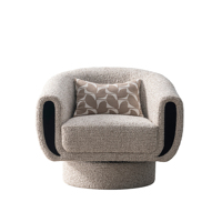 Fauteuil d'appoint de luxe moderne avec cadre en bois massif, revêtement amovible en bouclette douce, mousse en polyester pour salon