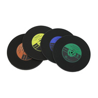Sous-verre rond personnalisé en vinyle vintage, sous-verre pour CD à usage quotidien, sous-verre à thème musical pour boissons, pour restaurants et commerces