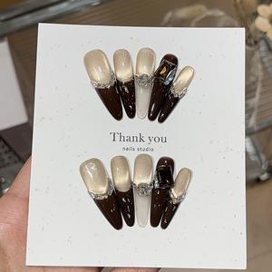 <span class=keywords><strong>Uñas</strong></span> Postizas Francesas Hechas a Mano con Impresión Personalizada, <span class=keywords><strong>Uñas</strong></span> Postizas Reutilizables, <span class=keywords><strong>Uñas</strong></span> Artificiales al por Mayor con Caja de Empaque - Product Image 1