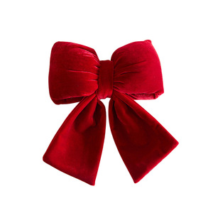 เครื่องประดับตกแต่งต้นคริสต์มาสรูปโบว์กำมะหยี่สีแดงไวน์แบบใหม่ พร้อมรูปทรงผีเสื้อ - Product Image 5