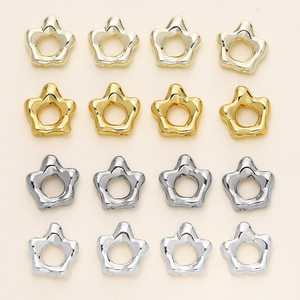Cuentas espaciadoras con forma de flor, chapadas en cobre, oro y plata, para la fabricación de pulseras, accesorios de joyería DIY, chapado en oro de 18K, círculo hueco irregular. - Product Image 5