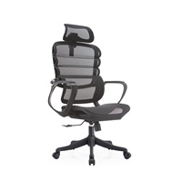 Chaise de bureau ergonomique de direction à dossier haut en maille, inclinable, avec accoudoirs à roulettes et appui-tête réglable