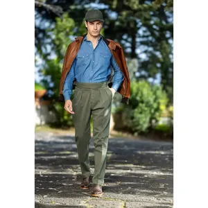 Pantalones Chinos de Algodón y Modal Verde para Otoño e Invierno - Product Image 5