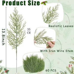 Vente directe d'usine, branche de pin artificielle verte 35 cm, fleur en soie, couronnes DIY, artisanat de Noël - Product Image 5