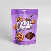 Sachet d'emballage plastique personnalisé avec logo, qualité alimentaire, pour snacks, poudres, biscuits croustillants, pochette verticale refermable avec fermeture éclair pour petites entreprises