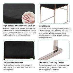 Sillas de comedor de hotel para boda con patas de metal Asiento de terciopelo con marco de acero inoxidable cuadrado para eventos y fiestas de estilo simple - Product Image 4