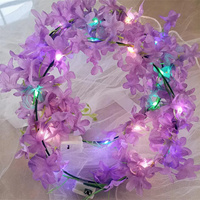 Nouvelles couronnes florales lumineuses LED, serre-têtes lumineux, guirlandes florales, coiffes florales pour femmes