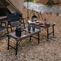 Table de Camping en alliage d'aluminium pliable, portable, en bois, pour pique-nique BBQ, 1 pièce