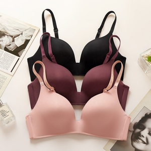 Good Quality Wholesale Custom Hot Sexy Solid Daily Comfort Ladies Wire Free <strong>Bra</strong> <strong>With</strong> <strong>Clear</strong> Straps - Product Image 1