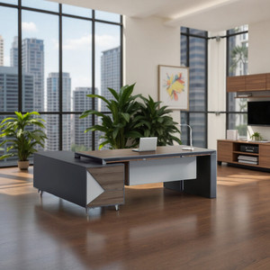 Modern Convertible MFC Small Executive <strong>Corner</strong> <strong>Desk</strong> with Organizer <strong>Compact</strong> Office Furniture - Product Image 3