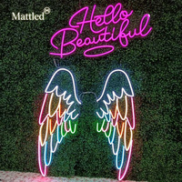Enseigne néon LED personnalisée « Hello Beautiful Angel Wings » pour salon de beauté, chambre, fête, toile de fond pour selfies, décoration murale