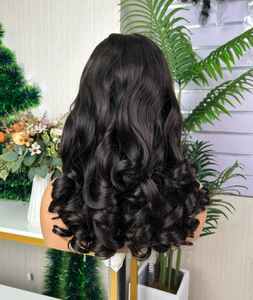 100% Virgin Human Hair High Density 12A 5*5 HD lace loose bouncy <b>wig</b> Brazilian Super Double Drawn Glueless <b>Wig</b> - Product Image 4