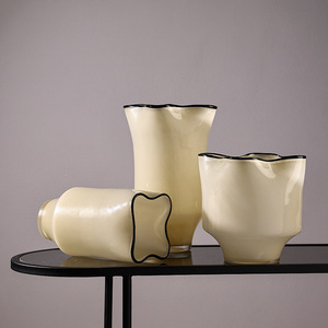Modern Creative Pleated Large Capacity Glass <b>Vase</b> Desktop Glass Art Glass <b>Set</b> - Product Image 2