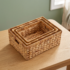 Panier de rangement rectangulaire moderne en jacinthe d'eau StorageWorks avec poignées intégrées, design écologique et polyvalent - Product Image 2