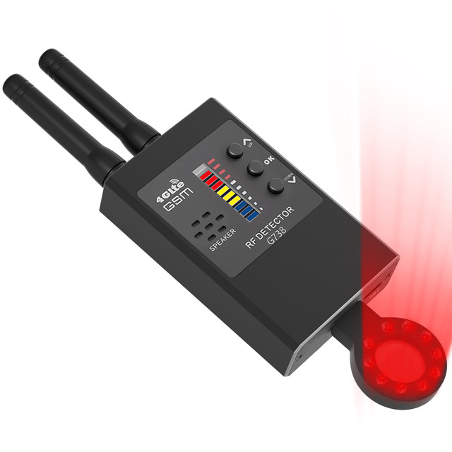 G738 RF & GPS Detector Anti-Spy Hidden Camera Finder GPS Tracker with Sound Vibrating Alarm for Indoor Use