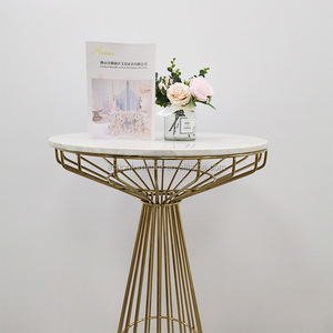 Multicolor Stainless Steel Gold Metal With <strong>Round</strong> Marble High <strong>Table</strong> <strong>Bar</strong> <strong>Stool</strong> for Event Wedding Outdoor Party - Product Image 4