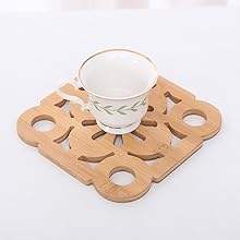 Sous-plats rectangulaires en bambou épais écologiques résistants à la chaleur avec support de rangement vertical gravable au laser - Product Image 2