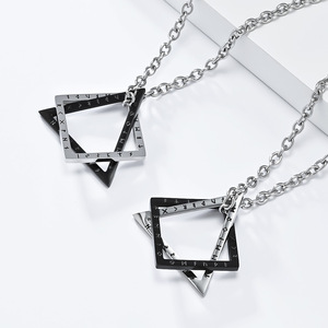 Instagram-worthy minimalist Nordic Viking triangle and square geometric necklace, niche and artistic, colorfast <b>titanium</b> steel j - Product Image 2