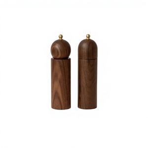 Juego de Molinillos de Sal y Pimienta de Cerámica y Madera de Acacia, Ecológicos, Manuales, Ajustables, Hexagonales, Recargables, para Cocina - Product Image 3