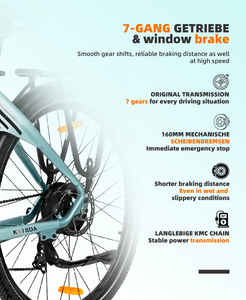 Bicicletta Elettrica KAISDA K608 con Motore 250W, Batteria 36V 20AH, Pneumatici da <span class=keywords><strong>28</strong></span> Pollici, Velocità Massima 25km/h, Spedizione UE - Product Image 3