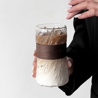 Tasse à thé unique faite à la main de haute valeur, tasse à café personnalisée avec LOGO, 400ML, verre transparent classique de luxe, tasses à eau résistantes à la chaleur