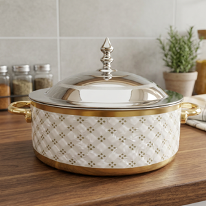 Casserole moderne de luxe en acier inoxydable, 24 cm de diamètre, avec couvercle et poignées en acier inoxydable, revêtement émaillé - Product Image 5