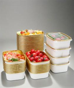 Boîte d'emballage alimentaire en papier kraft biodégradable pour Dieu Bol à riz en papier écologique Bol en papier carré avec couvercle - Product Image 1