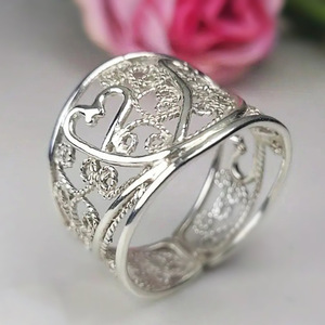 Ensemble de bijoux en forme de cœur plaqué argent pour femmes, bague en alliage à la mode pour mariage T0937 - Product Image 3