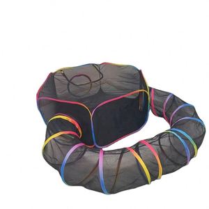 Parc de jeu pour chat BSCI, portable, avec bordure arc-en-ciel, tente pour animaux de compagnie avec tunnel rond, livré avec sac de transport - Product Image 6