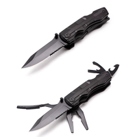 Couteau de survie de Camp noir 18 en 1, couteau de poche multi-outils pour hommes, cadeaux