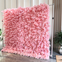 Toile de fond murale de fleurs de mariage 8Ft X 8Ft blanc rose tissu rose fleur artificielle mur 3D pour décoration