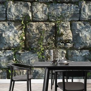 Pared de piedra antigua 3D musgo vegetación textura Fondo roca fondos de pantalla - Product Image 4