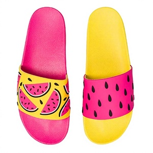 Watermelon Print Slides Summer Open Toe EVA Slippers Pink Yellow Anti-Slippery Beach <b>Pool</b> Shoes - Product Image 3