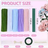 400 pièces nettoyeurs de tuyaux artisanat bricolage Kit de nettoyeurs de tuyaux tiges de chenille pour bricolage Kit de fabrication de fleurs avec fils floraux ruban d'étamine