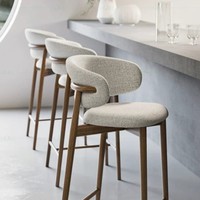 Chaise haute de bar en bois de style européen moderne et luxueux, tabouret de bar en bois moderne pour salle à manger, salon, comptoir, cuisine