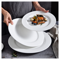Ecologisch verantwoorde minimalistische witte porseleinen serviesset van hoge kwaliteit, vaatwasserbestendig, voor thuis, restaurant en feestjes.