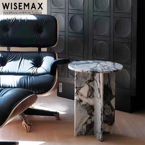 WISEMAX MUEBLES Muebles de mármol natural de lujo Sofás para sala de estar Mesa auxiliar redonda Mesa de mármol Calacatta Viola - Product Image 2