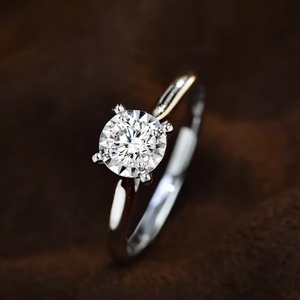 Anillo de Moda de Oro Blanco de 10k, 14k, 18k con Diamante Cultivado en Laboratorio, Corte Redondo, Color D, Certificado IGI, Regalo para Mujer - Product Image 1