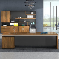 Escritorio Ejecutivo Minimalista E0 de Madera Ecológica con Superficie Resistente de 50 mm y Gabinete Lateral de Gran Capacidad para Oficinas Medianas